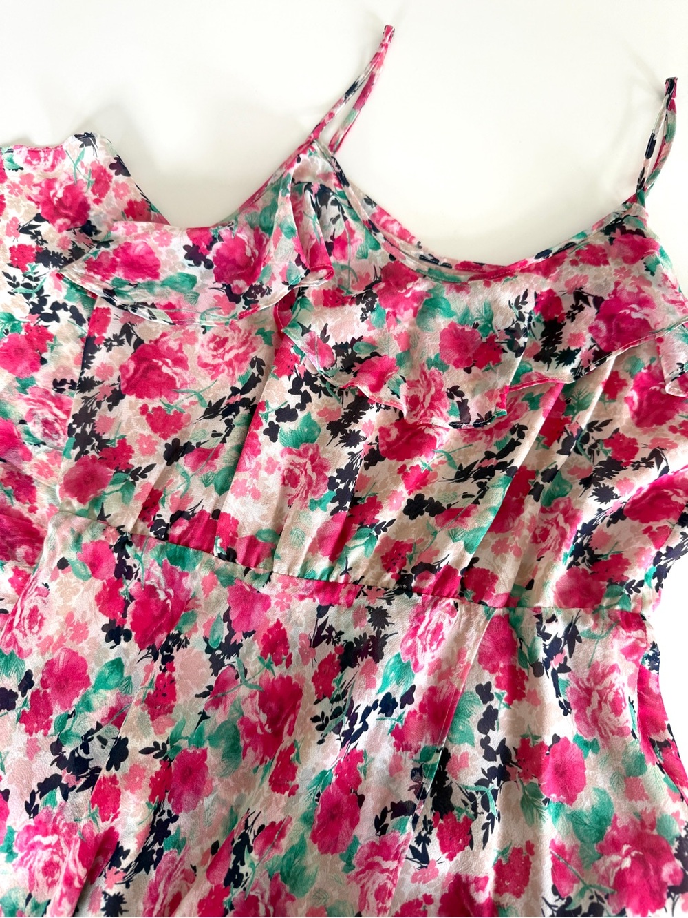 Joie Silk Floral Slip Dress with Ruffle Size Large